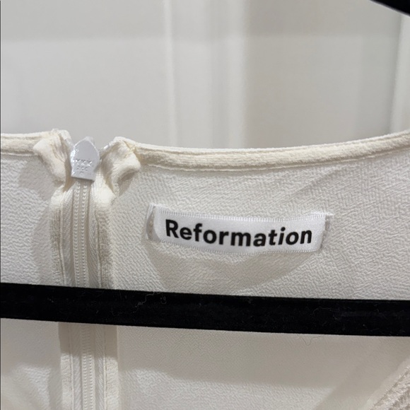 Reformation Ivory Buttoned V-Neck Dress - Picture 2 of 4